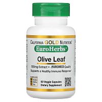 California Gold Nutrition, EuroHerbs, экстракт листьев оливкового дерева, качество Euromed, 500 мг, 60 растительных капсул