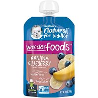 Gerber, Natural for Toddler, Wonder Foods, от 12 месяцев, банан, голубика, 99 г (3,5 унции)