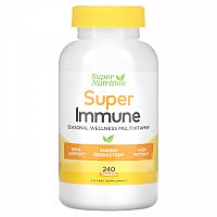 Super Nutrition, Super Immune, мультивитаминный комплекс с глутатионом для укрепления иммунитета, 240 таблеток