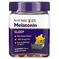 Natrol, Kids, мелатонин, для детей от 4 лет, ягодный вкус, 60 жевательных конфет