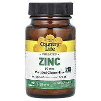 Country Life, Chelated Zinc, 50 mg, 100 Tablets