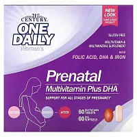 21st Century, Prenatal Multivitamin Plus DHA, 2 Bottles, 60 Tablets / 60 Softgels