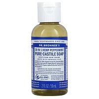 Dr. Bronner's, Чистое кастильское мыло из конопли 18 в 1, перечная мята, 59 мл (2 жидк. Унции)