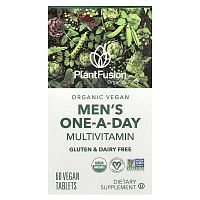 PlantFusion, Organic Vegan Men&#x27;s One-a-Day Multivitamin, 60 Vegan Tablets