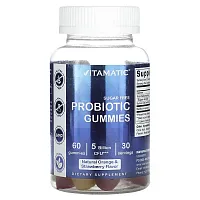 Vitamatic, Probiotic Gummies, Sugar Free, Natural Orange &amp; Strawberry, 5 Billion, 60 Gummies (2.5 Billion CFU per Gummy)