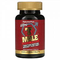 NaturesPlus, Ultra T-Male, Повышение тестостерона для мужчин, максимальная сила 60 таблеток