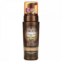 Jergens, Natural Glow, Instant Sun, мусс для автозагара, светло-бронзовый, 177 мл