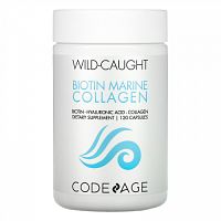 Codeage, Wild Caught, морской коллаген с биотином, гиалуроновая кислота, 120 капсул