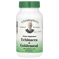 Christopher&#x27;s Original Formulas, Echinacea &amp; Goldenseal, 1,000 mg, 100 Vegetarian Caps (500 mg per Capsule)