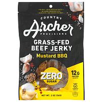 Country Archer Jerky, вяленые чипсы из говядины травяного откорма, без сахара, барбекю с горчицей, 56 г (2 унции)