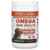 StrellaLab, Omega Skin Health With Salmon Oil, For Dogs &amp; Cats, Salmon, 180 Soft Chews, 18 oz (513 g)