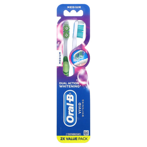 Oral-B, 3D White, Vivid Toothbrush, Medium, 2 Pack