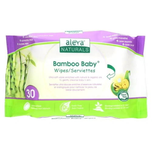 Aleva Naturals, Bamboo Baby Wipes, 30 Wipes