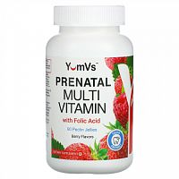 YumV's, PreNatal Multivitamin with Folic Acid, Raspberry, 90 Pectin Jellies