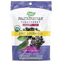 Nature&#x27;s Way, Sambucus Elderberry, Zinc Lozenges, Original Elderberry, 24 Lozenges