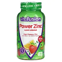 VitaFusion, Power Zinc Gummy Vitamins, Natural Strawberry Tangerine, 15 mg, 90 Gummies (5 mg per Gummy)