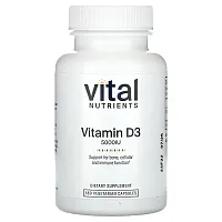 Vital Nutrients, Vitamin D3, 5,000 IU, 180 Vegetarian Capsules