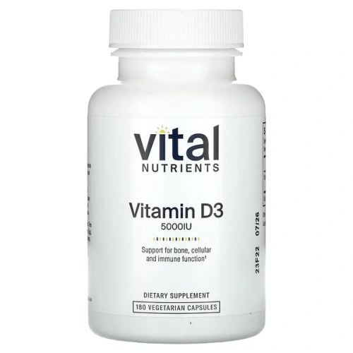 Vital Nutrients, Vitamin D3, 5,000 IU, 180 Vegetarian Capsules