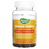 Nature's Way, Immune Power, смесь тройного действия, клубника и апельсин, 90 жевательных таблеток