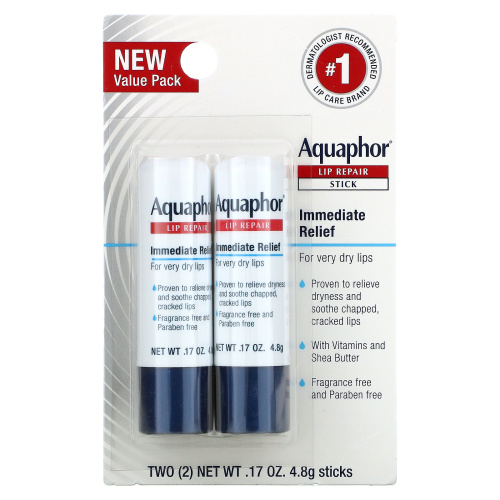 Aquaphor, Lip Repair Stick, Немедленное облегчение, 2 палочки, 0,17 унции (4,8 г) фото 2