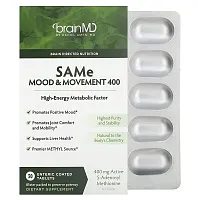 BrainMD, SAMe, Mood &amp; Movement 400, 400 mg, 30 Enteric Coated Tablets