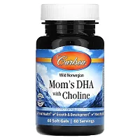 Carlson, Wild Norwegian, Mom&#x27;s DHA with Choline, 60 Soft Gels