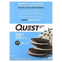 Quest Nutrition, Protein Bar, Cookies &amp; Cream, 12 Bars, 2.12 oz (60 g) Each