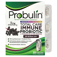 Probulin, Total Care Immune Probiotic + Prebiotic &amp; Postbiotic with Real Elderberry, 20 Billion CFU, 30 Capsules