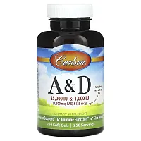 Carlson, Vitamin A &amp; D, 250 Soft Gels