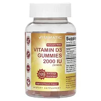 Vitamatic, Vitamin D3 Gummies, Natural Peach Flavor, 2,000 IU (50 mcg), 120 Gummies