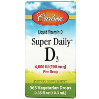 Carlson, Super Daily D3, 100 мкг (4000 МЕ), 10,3 мл (0,35 жидк. Унции)