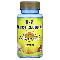 Nature&#x27;s Life, Vitamin D-2, 50 mcg (2,000 IU), 90 Vegetarian Capsules