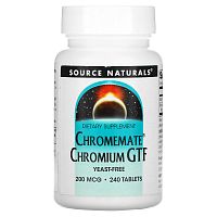 Source Naturals, Chromemate, GTF, хром, 200 мкг, 240 таблеток