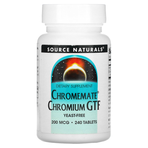 Source Naturals, Chromemate, GTF, хром, 200 мкг, 240 таблеток