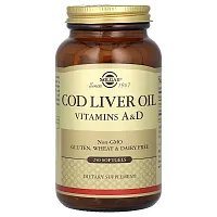 Solgar, Cod Liver Oil, Vitamins A &amp; D, 250 Softgels