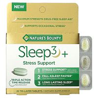 Nature's Bounty, Sleep3 +, поддержка при стрессе, 28 трехслойных таблеток