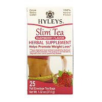 Hyleys Tea, Slim Tea, Малиновый вкус, 25 чайных пакетиков в фольгированных пакетиках, 1,32 унции (37,5 г)