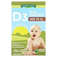 Nature&#x27;s Truth, Vitamins, D3 Baby Drops, Newborn+, 400 IU, 0.31 fl oz (9.2 ml)