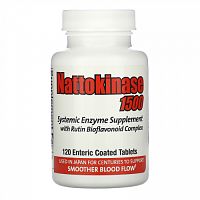 Naturally Vitamins, наттокиназа 1500, системная ферментная добавка, 120 таблеток, покрытых кишечнорастворимой оболочкой