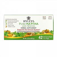 Hyleys Tea, Pure Matcha And Sencha Herbal Supplement, Assorted Tea Collection, 42 Foil Envelope Tea Bags, 0.05 oz (1.5 g) Each