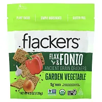 Flackers, Flax &amp; Fonio Ancient Grain Crackers, Garden Vegetable, 4.5 oz (128 g)