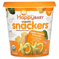 Happy Family Organics, Happy Baby, органические закуски, веганский чеддер и брокколи, 42,5 г (1,5 унции)