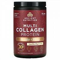 Ancient Nutrition, Multi Collagen Protein, протеин с коллагеном, для красоты и сна, ванильный чай, 456 г (1 фунт)