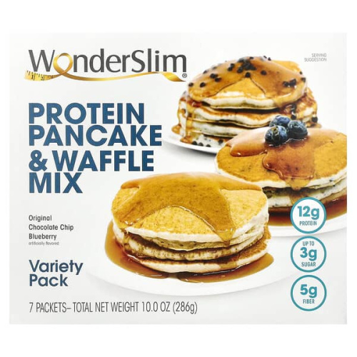 WonderSlim, Protein Pancake &amp; Waffle Mix, Variety Pack, 7 Packets