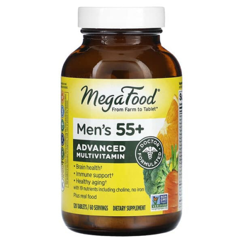 MegaFood, Men&#x27;s 55+, Advanced Multivitamin, 120 Tablets