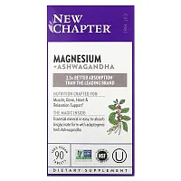 New Chapter, Magnesium + Ashwagandha , 90 Vegan Tablets