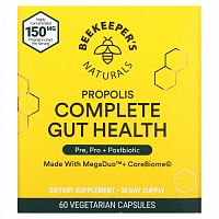 Beekeeper's Naturals, B. Biome Complete Gut Health, Pre, Pro + Postbiotic, 60 Capsules