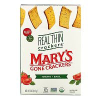 Mary's Gone Crackers, Настоящие тонкие крекеры, помидоры и базилик, 5 унций (142 г)