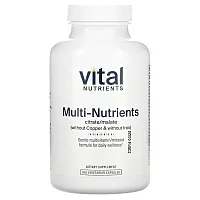 Vital Nutrients, Multi-Nutrients Citrate/Malate (Without Copper &amp; Without Iron), 180 Vegetarian Capsules