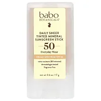 Babo Botanicals, Daily Sheer Tinted Mineral Sunscreen Stick, SPF 50, Fragrance Free, 0.6 oz (17 g)